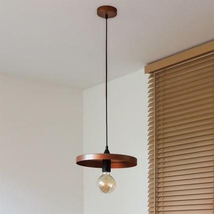 Duolla - Suspension sur câble IRONLINE 1xE27/15W/230V Ø 30 cm cuivré/noir