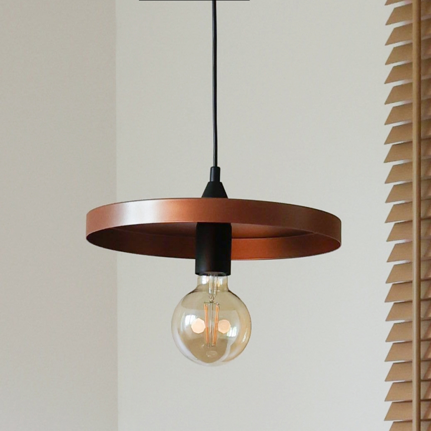 Duolla - Suspension sur câble IRONLINE 1xE27/15W/230V Ø 30 cm cuivré/noir