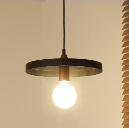 Duolla - Suspension sur câble IRONLINE 1xE27/15W/230V Ø 30 cm noir/cuivre