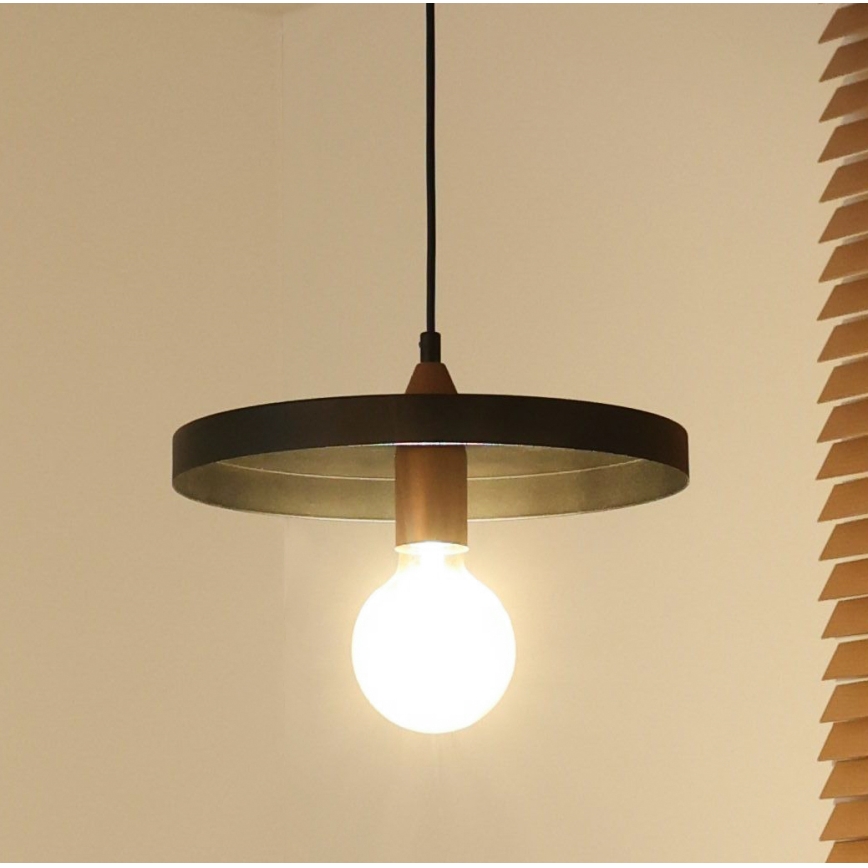 Duolla - Suspension sur câble IRONLINE 1xE27/15W/230V Ø 30 cm noir/cuivre