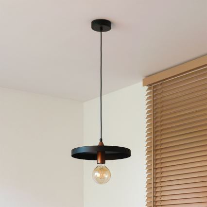 Duolla - Suspension sur câble IRONLINE 1xE27/15W/230V Ø 30 cm noir/cuivre