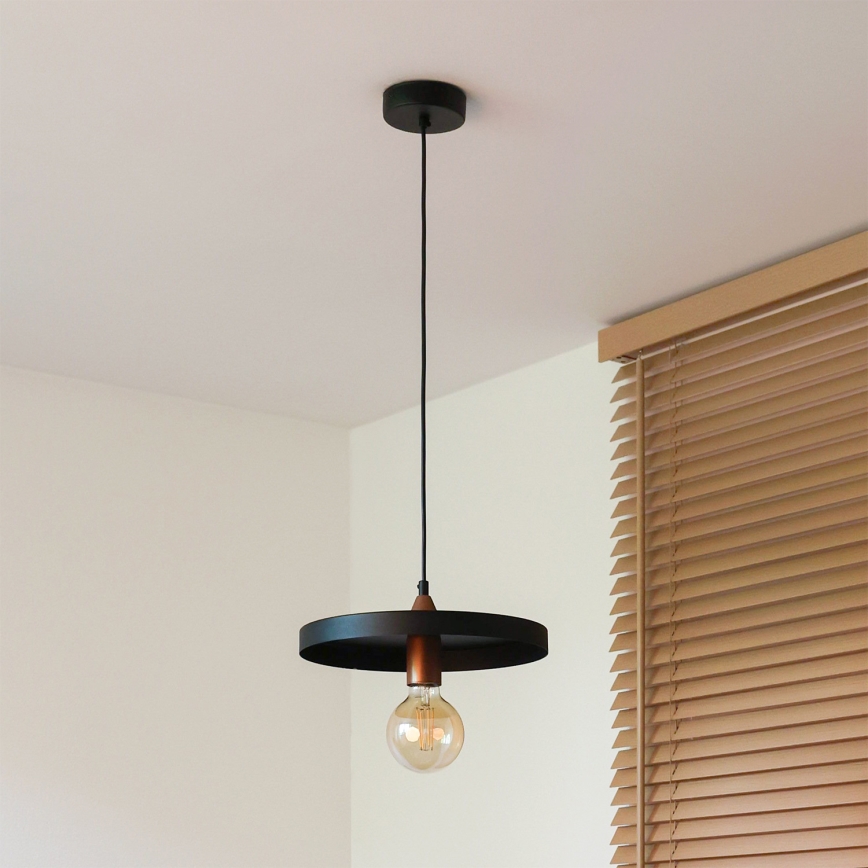 Duolla - Suspension sur câble IRONLINE 1xE27/15W/230V Ø 30 cm noir/cuivre