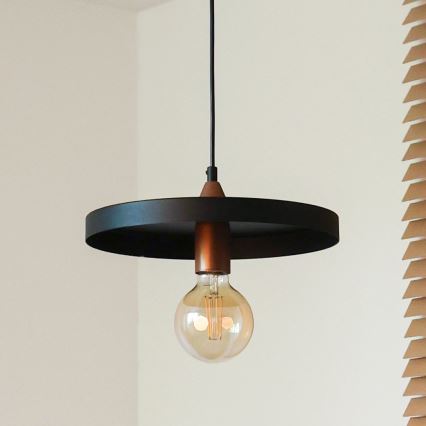 Duolla - Suspension sur câble IRONLINE 1xE27/15W/230V Ø 30 cm noir/cuivre