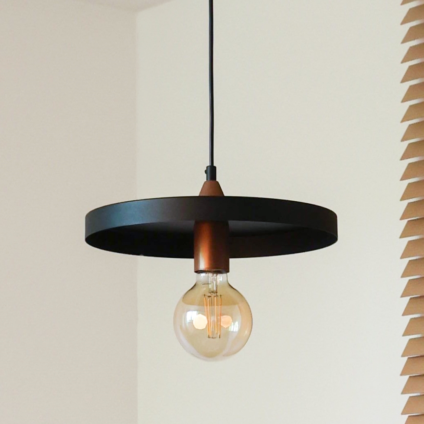Duolla - Suspension sur câble IRONLINE 1xE27/15W/230V Ø 30 cm noir/cuivre