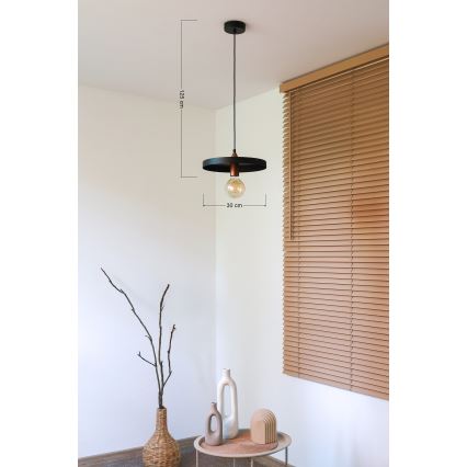 Duolla - Suspension sur câble IRONLINE 1xE27/15W/230V Ø 30 cm noir/cuivre