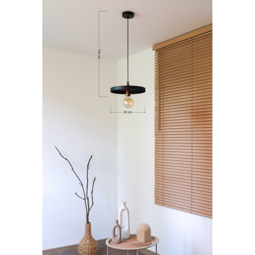 Duolla - Suspension sur câble IRONLINE 1xE27/15W/230V Ø 30 cm noir/cuivre