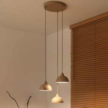 Duolla - Suspension sur câble IRONLINE 3xE27/15W/230V beige