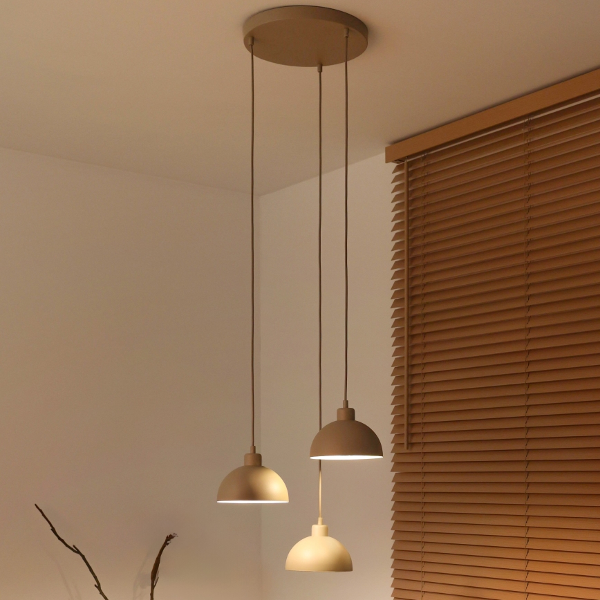 Duolla - Suspension sur câble IRONLINE 3xE27/15W/230V beige