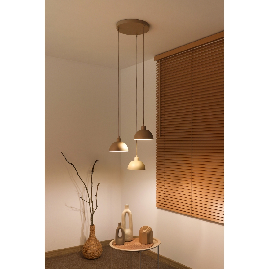 Duolla - Suspension sur câble IRONLINE 3xE27/15W/230V beige