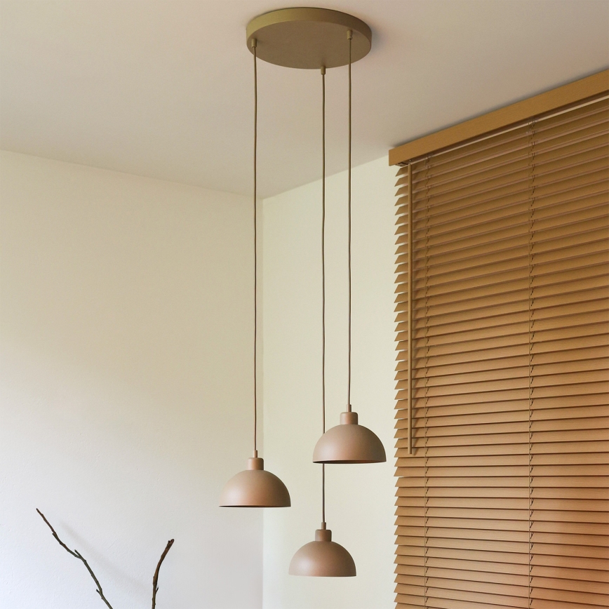 Duolla - Suspension sur câble IRONLINE 3xE27/15W/230V beige
