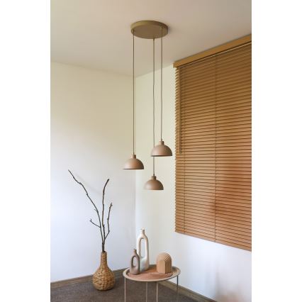 Duolla - Suspension sur câble IRONLINE 3xE27/15W/230V beige