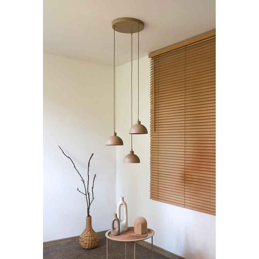 Duolla - Suspension sur câble IRONLINE 3xE27/15W/230V beige