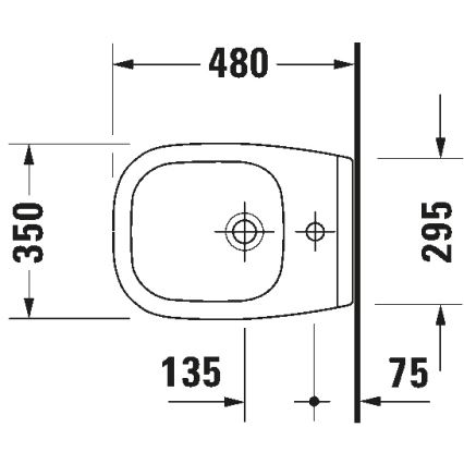 Duravit 22371500002 - Bidet suspendu D-CODE en céramique, finition blanc brillant