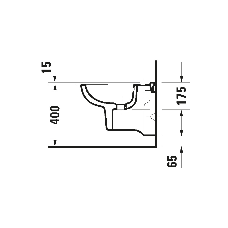 Duravit 22371500002 - Bidet suspendu D-CODE en céramique, finition blanc brillant