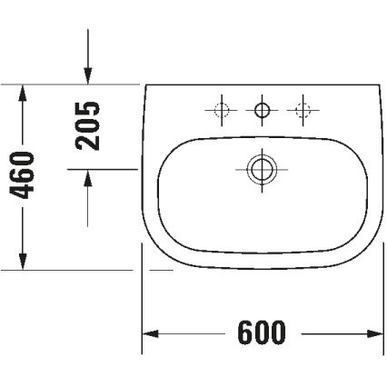 Duravit 23106000002 - Lavabo suspendu D-CODE 60 x 46 cm, céramique, blanc brillant