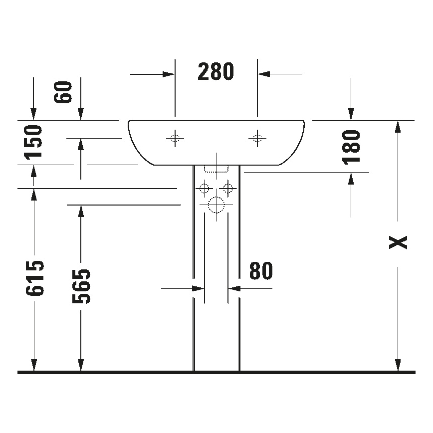 Duravit 23106000002 - Lavabo suspendu D-CODE 60 x 46 cm, céramique, blanc brillant