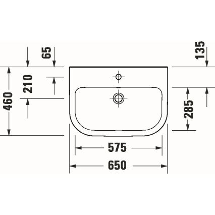 Duravit 23986500002 - Lavabo mural D-CODE 65 x 46 cm, céramique / blanc brillant