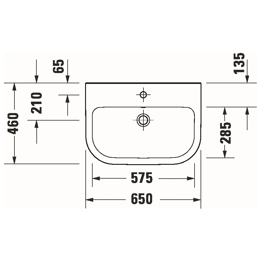 Duravit 23986500002 - Lavabo mural D-CODE 65 x 46 cm, céramique / blanc brillant