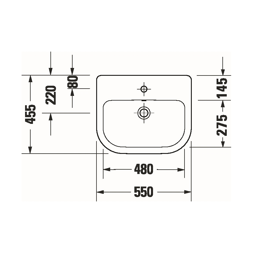 Duravit 24035500002 - Lavabo encastré D-CODE 55x45,5 cm céramique/blanc brillant