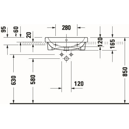 Duravit 24035500002 - Lavabo encastré D-CODE 55x45,5 cm céramique/blanc brillant