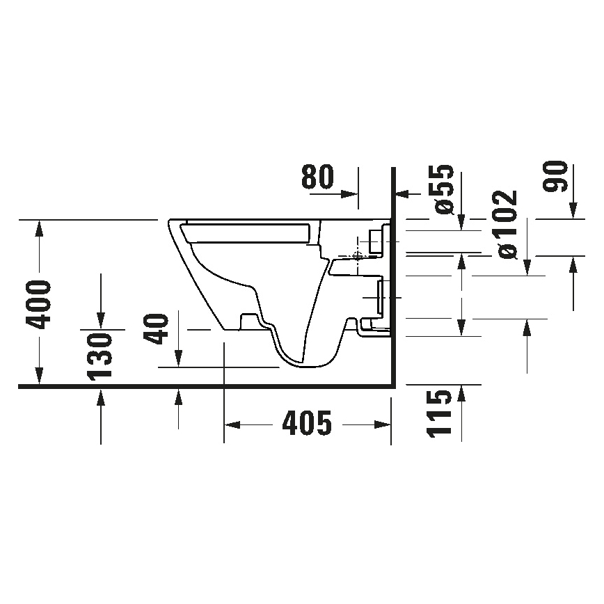 Duravit 29030900212 - WC suspendu Rimless D-CODE céramique/blanc brillant