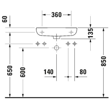 Duravit 7065000092 - Lavabo suspendu D-CODE 50 x 22 cm, céramique, blanc brillant