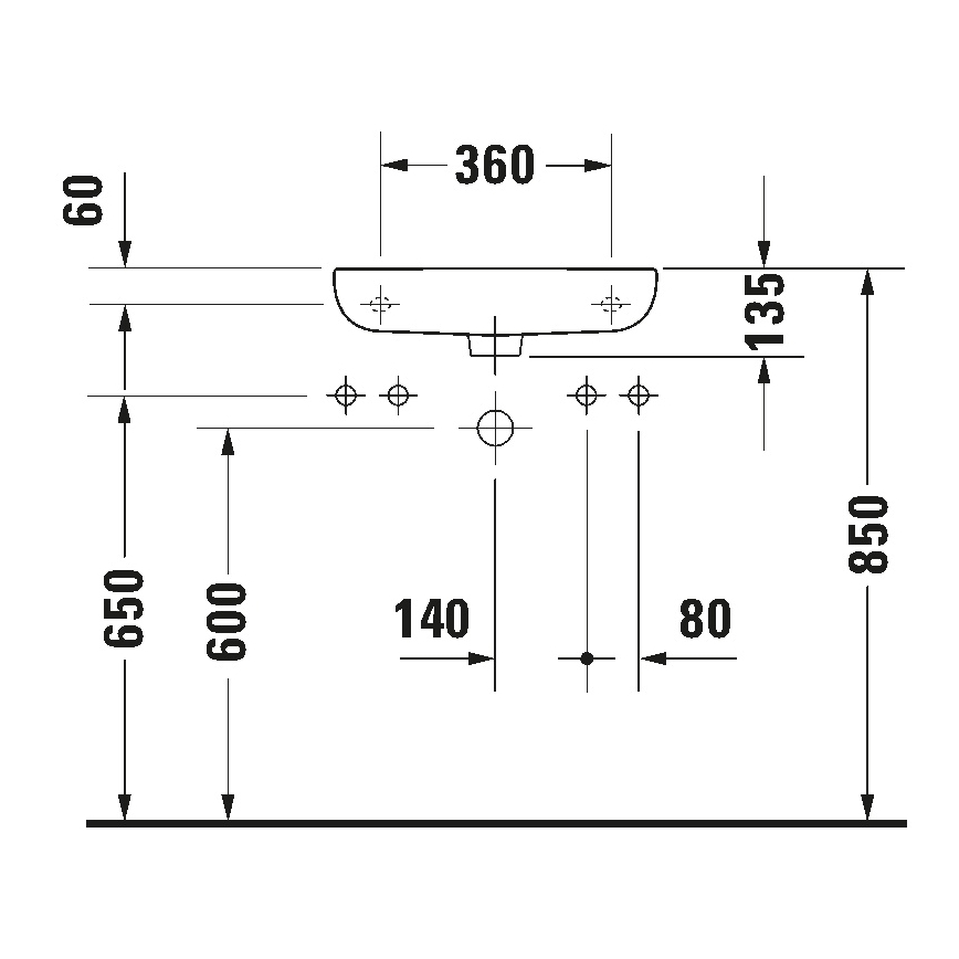 Duravit 7065000092 - Lavabo suspendu D-CODE 50 x 22 cm, céramique, blanc brillant
