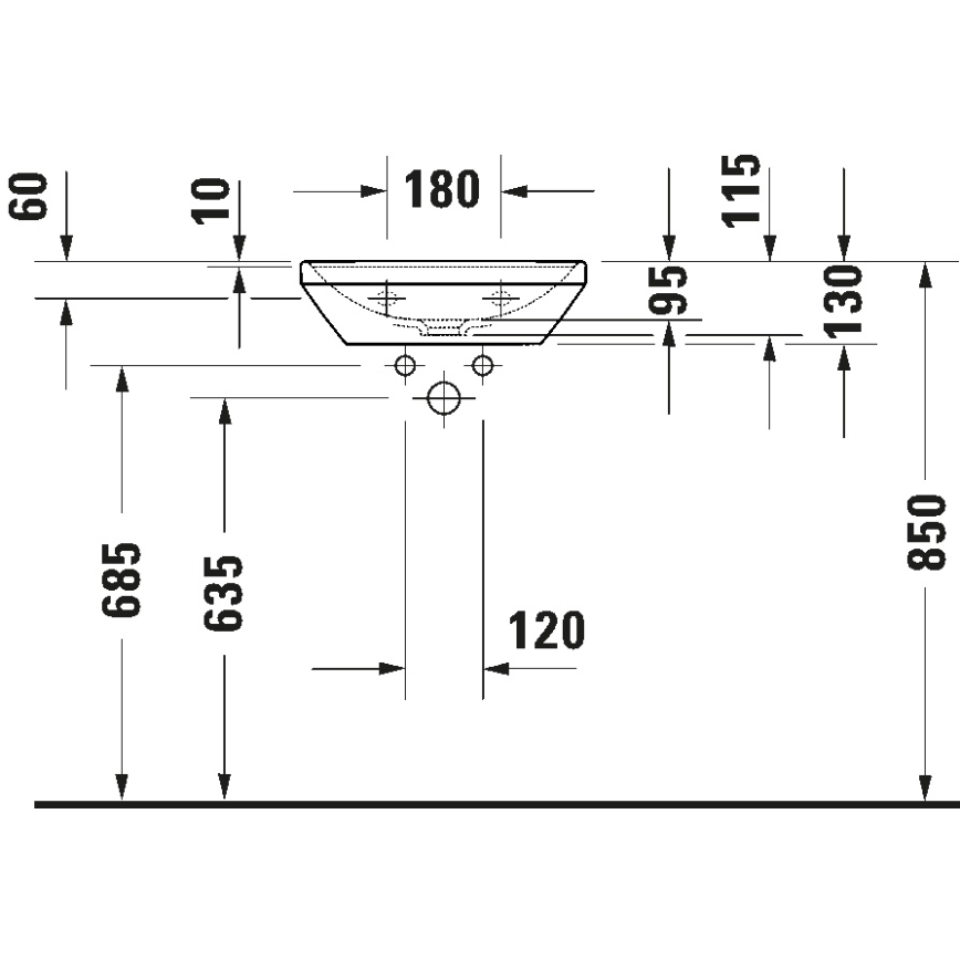 Duravit 738450041 - Lavabo suspendu D-NEO 45x33,5 cm céramique/blanc brillant
