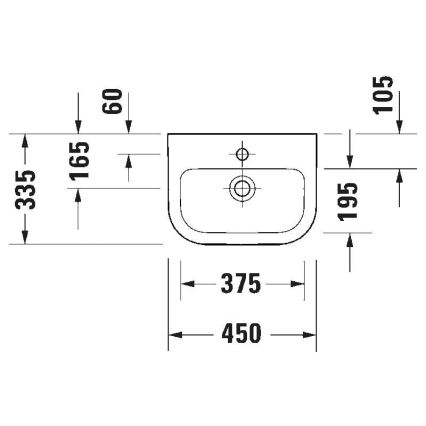 Duravit 7484500002 - Lavabo suspendu D-CODE 45 x 33,5 cm en céramique, blanc brillant