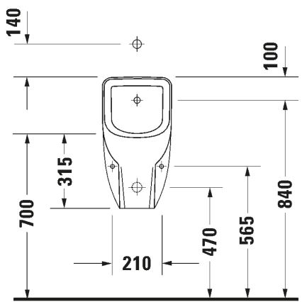Duravit 828300000 - Urinoir sans rebord D-CODE, arrivée d'eau par le haut, évacuation arrière, céramique/blanc brillant