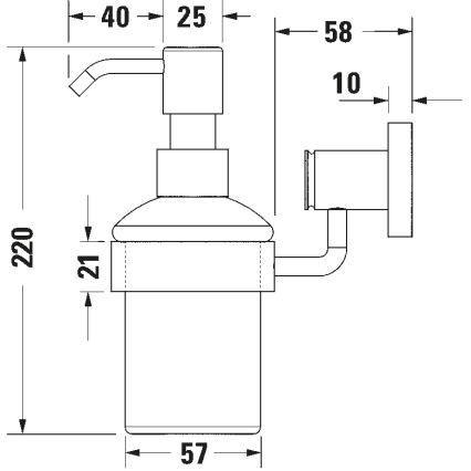 Duravit 99161000 -Distributeur de savon mural D-CODE 390 ml verre opalin/chrome brillant