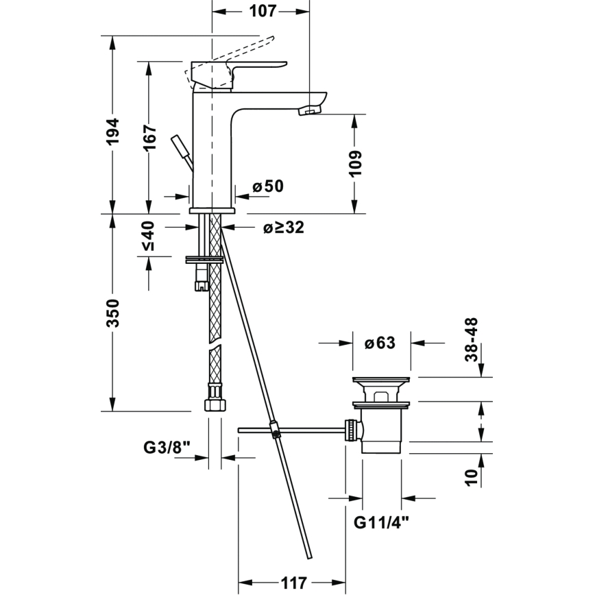 Duravit DC1023001046 - Mitigeur pour lavabo + bonde D-CODE noir mat