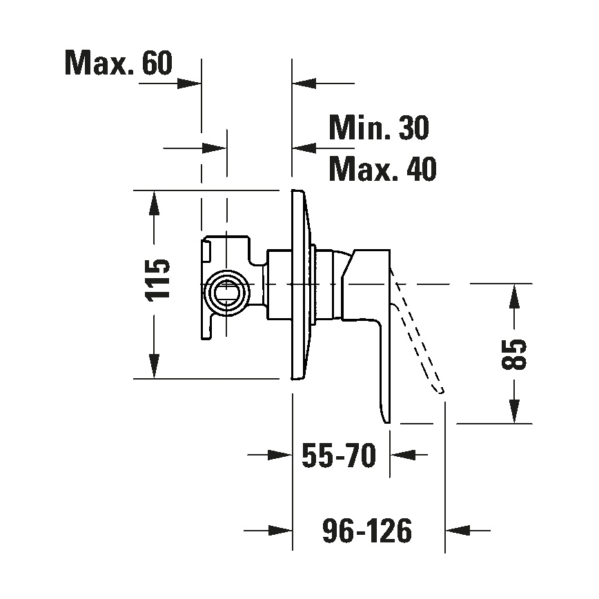 Duravit DC4210007010 - Mitigeur de douche pour installation encastrée D-CODE, chrome brillant
