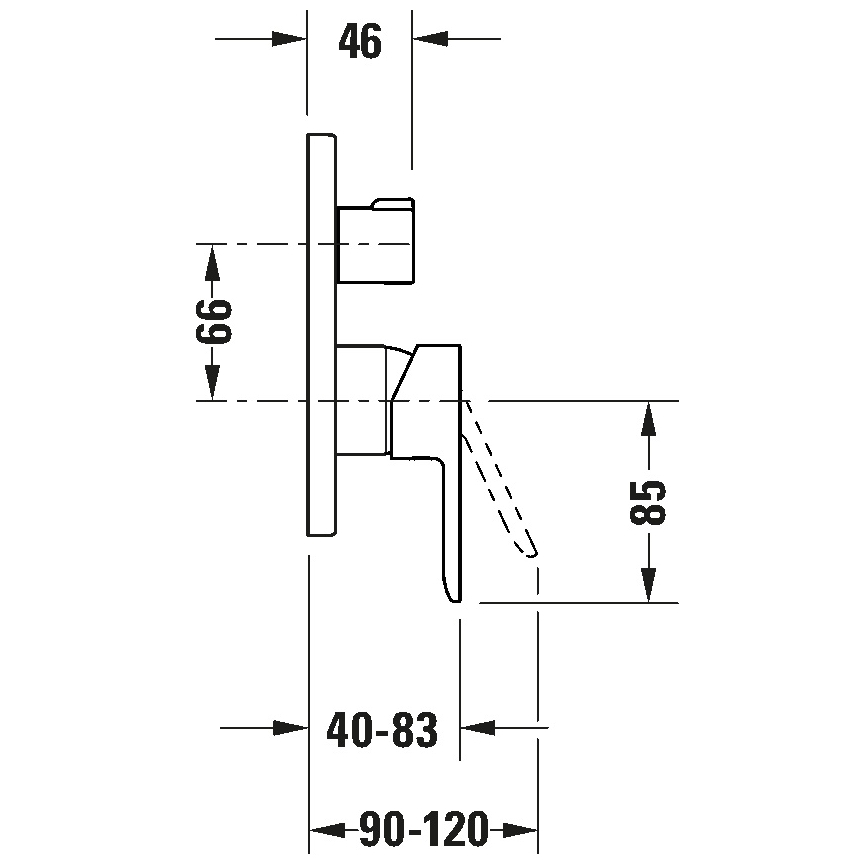 Duravit DC5210018010 - Mitigeur de baignoire encastrable D-CODE, chrome brillant