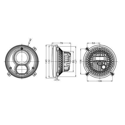 Éclairage avant de tracteur LED/60W/10-30V IP69 5700K arrondi