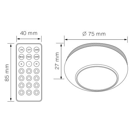 Éclairage de meubles RGBW à intensité variable LED/0,5W/4,5V 3xAAA blanc + Télécommande