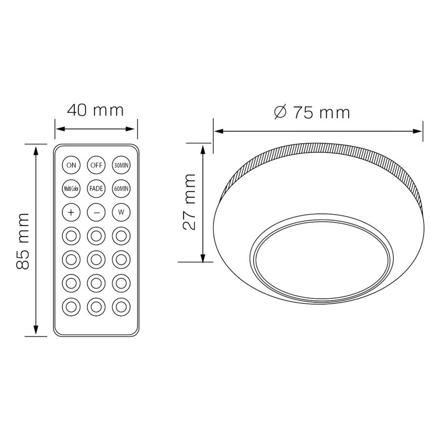 Éclairage de meubles RGBW à intensité variable LED/0,5W/4,5V 3xAAA blanc + Télécommande