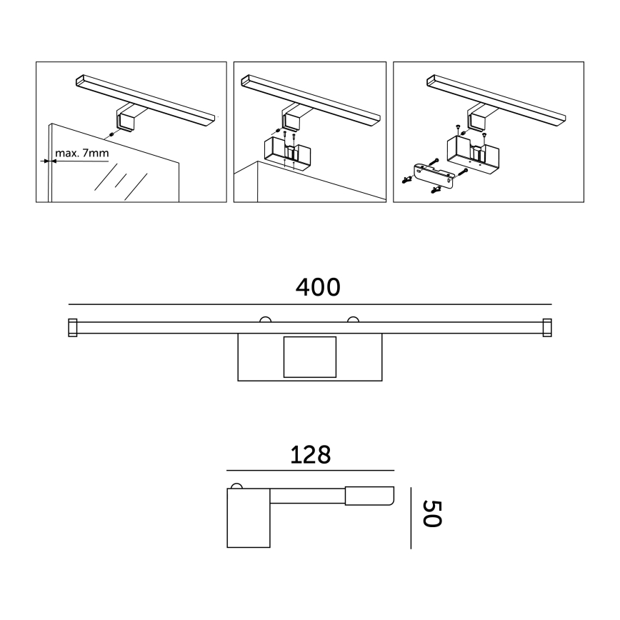 Éclairage de miroir salle de bain LED/8W/230V 4000K IP44 40 cm