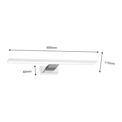 Éclairage de miroir salle de bain SHINE LED/13,8W/230V IP44 blanc/chrome brillant
