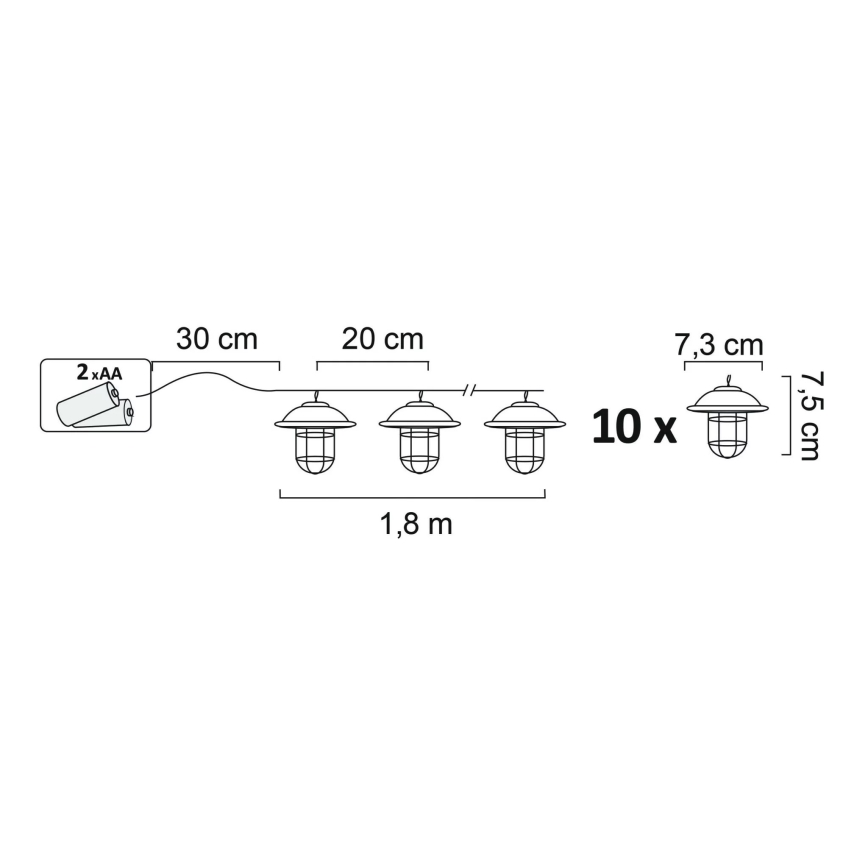 Éclairage décoratif d'extérieur LED LOFT 10xLED/2xAA