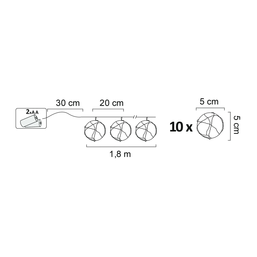 Éclairage décoratif LED AHNE 10xLED/2xAA