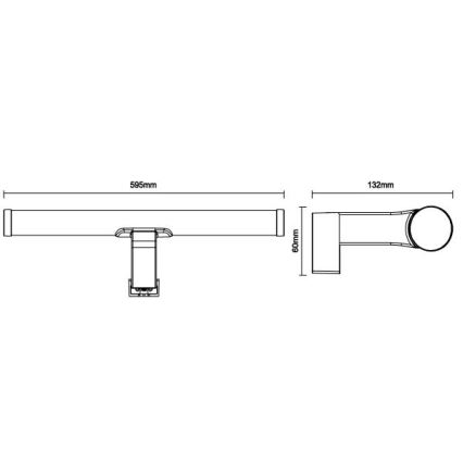 Éclairage LED pour miroir de salle de bains 12 W / 230 V, 59,5 cm, IP44, noir