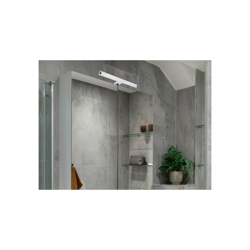 Éclairage LED pour miroir de salle de bains – 8 W, 230 V, 30 cm, IP44, chrome brillant