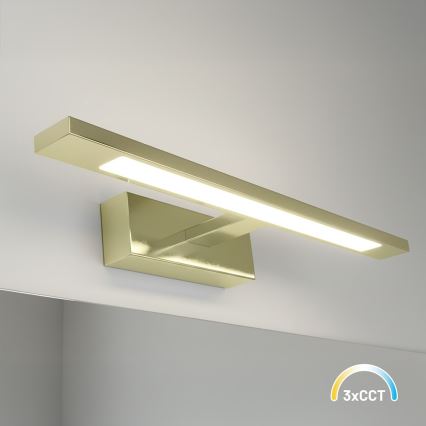 Éclairage LED pour miroir de salle de bains KLIMT, 8 W, 230 V, 3 températures de couleur (3000/4000/6000 K), 40 cm, IP44, finition dorée