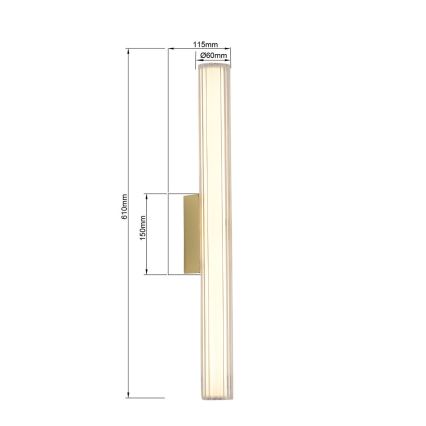 Éclairage LED pour miroir de salle de bains LINEA, 12W/230V, 3000/4000/6000K, IP44, 61 cm, doré
