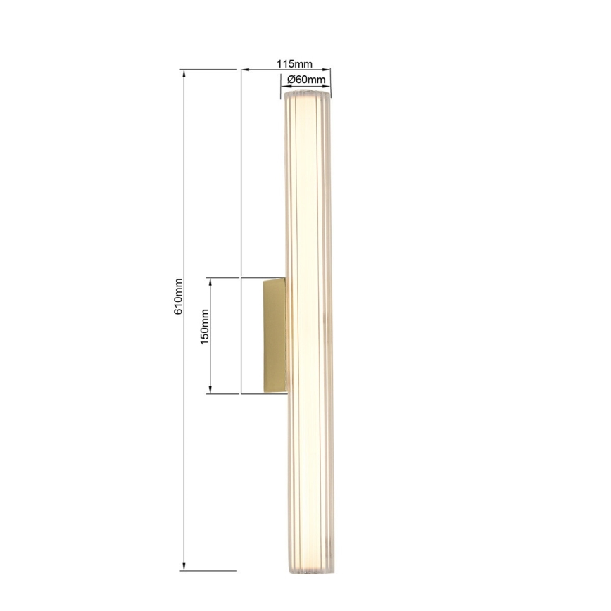 Éclairage LED pour miroir de salle de bains LINEA, 12W/230V, 3000/4000/6000K, IP44, 61 cm, doré
