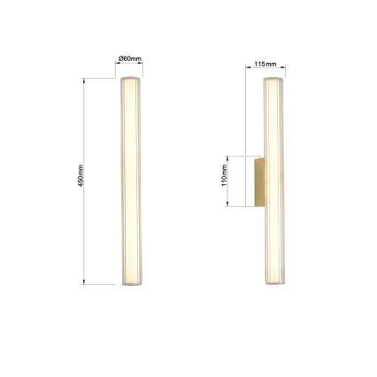 Éclairage LED pour miroir de salle de bains LINEA LED/8W/230V 3000/4000/6000K IP44 45 cm doré