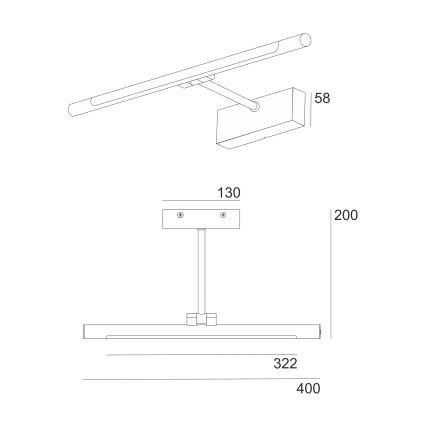 Éclairage LED pour miroir de salle de bains MIRROR LED/6W/230V 4000K IP44 40 cm noir