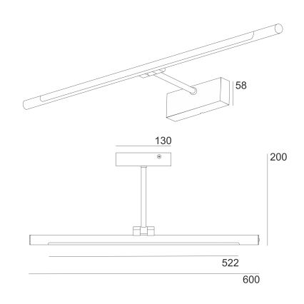 Éclairage LED pour miroir de salle de bains MIRROR LED/8W/230V 4000K IP44 60 cm noir