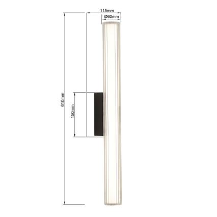 Éclairage LED pour miroir de salle de bains LINEA LED/12W/230V 3000/4000/6000K IP44 61 cm noir
